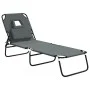 Folding steel sun lounger powder coated gray Oxford fabric by vidaXL, Loungers - Ref: Foro24-360178, Price: 73,87 €, Discount: %