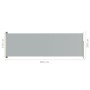 Toldo lateral retráctil de jardín gris 200x600 cm