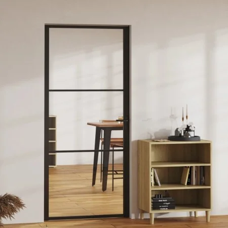 Interior door ESG glass and black aluminum 93x201.5 cm by vidaXL, Doors for the home - Ref: Foro24-151200, Price: 204,45 €, D...
