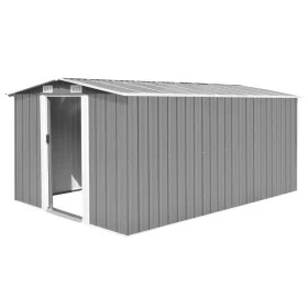 Grauer Gartenschuppen aus Metall, 257 x 392 x 181 cm von vidaXL, Schuppen - Ref: Foro24-143345, Preis: 432,27 €, Rabatt: %