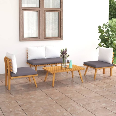 4-teiliges Gartenmöbel-Set mit Kissen aus Akazienholz von vidaXL, Gartensets - Ref: Foro24-46676, Preis: 361,14 €, Rabatt: %