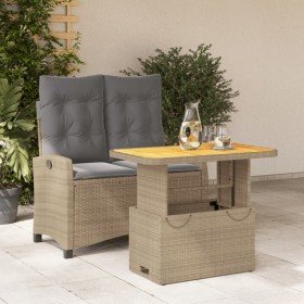Set comedor de jardín 2 pzas con cojines ratán sintético beige Set comedor de jardín 2 pzas con cojines ratán sintético beige