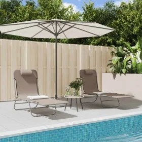 Folding sun loungers 2 pcs steel and brown textilene by vidaXL, Loungers - Ref: Foro24-360184, Price: 89,31 €, Discount: %