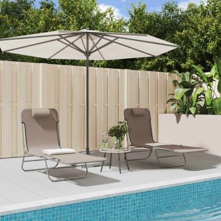 Klappbare Sonnenliegen, 2 Stück, Stahl und braunes Textilene von vidaXL, Liegen - Ref: Foro24-360184, Preis: 86,15 €, Rabatt: %