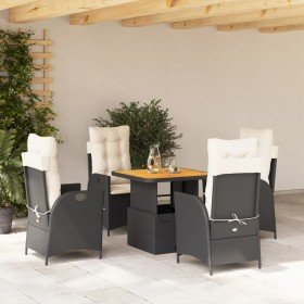 Set de muebles jardín 5 pzas con cojines ratán sintético negro