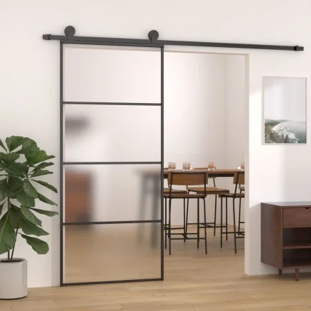 Puerta corredera ESG vidrio y aluminio 90x205 cm negro de vidaXL, Puertas para el hogar - Ref: Foro24-151659, Precio: 225,47 ...