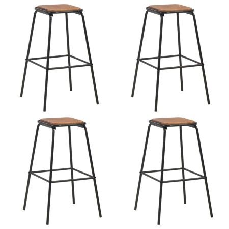 Küchenhocker 4 Stück aus massivem Kiefernholz und schwarzem Stahl von vidaXL, Küchenhocker - Ref: Foro24-3054556, Preis: 187,...