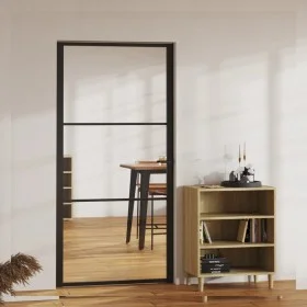 Puerta interior vidrio ESG y aluminio negro 102,5x201,5 cm de vidaXL, Puertas para el hogar - Ref: Foro24-151201, Precio: 251...