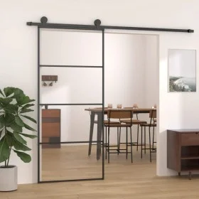 Schiebetür aus schwarzem Aluminium und ESG-Glas 90x205 cm von vidaXL, Türen für zu Hause - Ref: Foro24-149480, Preis: 211,13 ...