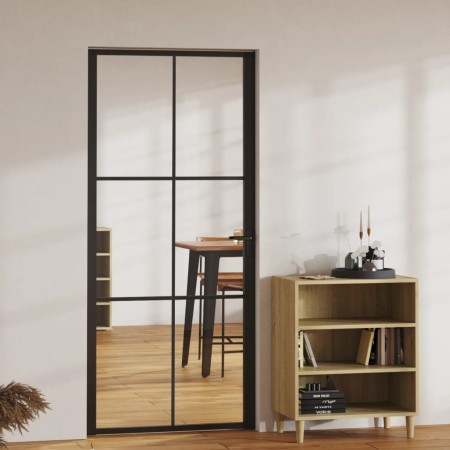 Puerta interior vidrio ESG y aluminio negro 93x201,5 cm de vidaXL, Puertas para el hogar - Ref: Foro24-151204, Precio: 216,57...