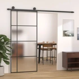 Schiebetür aus ESG-Glas und schwarzem Aluminium, 90 x 205 cm von vidaXL, Türen für zu Hause - Ref: Foro24-151683, Preis: 273,...