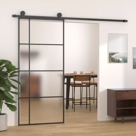 Puerta corredera ESG vidrio y aluminio negra 90x205 cm de vidaXL, Puertas para el hogar - Ref: Foro24-151683, Precio: 248,24 ...