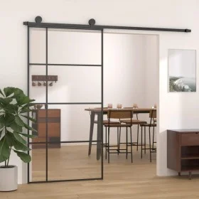 ESG Schiebetür Glas und schwarzes Aluminium 102,5x205 cm von vidaXL, Türen für zu Hause - Ref: Foro24-151686, Preis: 183,75 €...