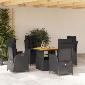 Set de muebles jardín 5 pzas con cojines ratán sintético negro en Conjuntos de jardín | Comprar online en Foro24