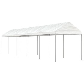 Cenador con techo polietileno blanco 11,15x2,28x2,69 m