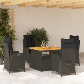 Set de muebles jardín 5 pzas con cojines ratán sintético negro en Conjuntos de jardín | Comprar online en Foro24