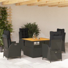 Set de muebles jardín 5 pzas con cojines ratán sintético negro en Conjuntos de jardín | Comprar online en Foro24