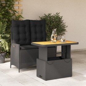 Set comedor de jardín 2 pzas con cojines ratán sintético negro