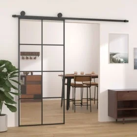 Schiebetür aus ESG-Glas und schwarzem Aluminium, 90 x 205 cm von vidaXL, Türen für zu Hause - Ref: Foro24-151670, Preis: 266,...