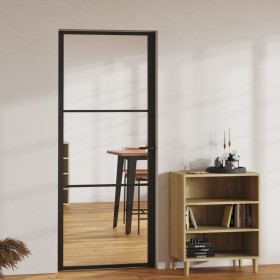 Puerta interior vidrio ESG y aluminio negro 83x201,5 cm de vidaXL, Puertas para el hogar - Ref: Foro24-151199, Precio: 206,53...
