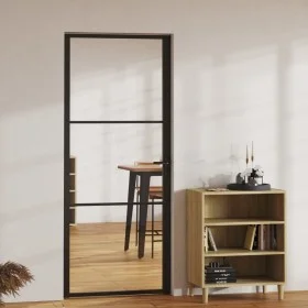 Puerta interior vidrio ESG y aluminio negro 83x201,5 cm de vidaXL, Puertas para el hogar - Ref: Foro24-151199, Precio: 210,39...