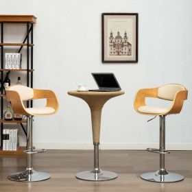 Küchenhocker, 2 Stück, gebogenes Holz, cremefarbenes Kunstleder von vidaXL, Küchenhocker - Ref: Foro24-3052714, Preis: 254,14...