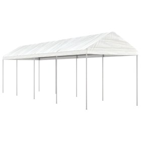 Cenador con techo polietileno blanco 8,92x2,28x2,69 m