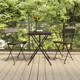 Folding bistro chairs 2 pcs steel and brown synthetic rattan by vidaXL, Garden chairs - Ref: Foro24-319987, Price: 88,44 €, D...