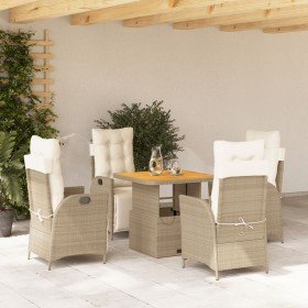 Set comedor de jardín 5 pzas con cojines ratán sintético beige en Conjuntos de jardín | Comprar online en Foro24
