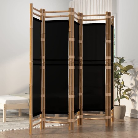 Biombo plegable de 5 paneles bambú y lona 200 cm de vidaXL, Divisores de ambientes - Ref: Foro24-350629, Precio: 115,00 €