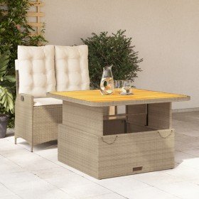 Set comedor de jardín 2 pzas con cojines ratán sintético beige en Conjuntos de jardín | Comprar online en Foro24