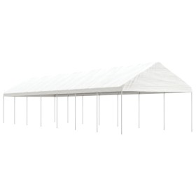 Cenador con techo polietileno blanco 15,61x4,08x3,22 m