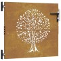 Puerta de jardín acero corten diseño árbol 85x100 cm