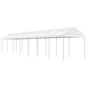 Cenador con techo polietileno blanco 15,61x2,28x2,69 m