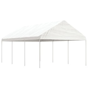 Cenador con techo polietileno blanco 6,69x4,08x3,22 m