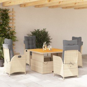 Set comedor de jardín 5 pzas con cojines ratán sintético beige en Conjuntos de jardín | Comprar online en Foro24