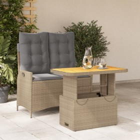 Set comedor de jardín 2 pzas con cojines ratán sintético beige Set comedor de jardín 2 pzas con cojines ratán sintético beige
