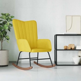 Silla mecedora de terciopelo amarillo mostaza