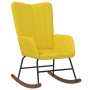 Silla mecedora de terciopelo amarillo mostaza