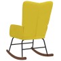 Silla mecedora de terciopelo amarillo mostaza