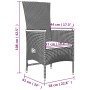 Set comedor de jardín 3 pzas con cojines ratán sintético negro