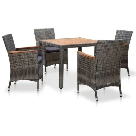 Garden dining set 5 pieces with gray synthetic rattan cushions by vidaXL, Garden sets - Ref: Foro24-46085, Price: 467,69 €, D...
