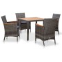Garden dining set 5 pieces with gray synthetic rattan cushions by vidaXL, Garden sets - Ref: Foro24-46085, Price: 476,01 €, D...