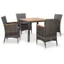Garden dining set 5 pieces with gray synthetic rattan cushions by vidaXL, Garden sets - Ref: Foro24-46085, Price: 467,69 €, D...
