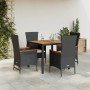 Set de muebles jardín 5 pzas con cojines ratán sintético negro