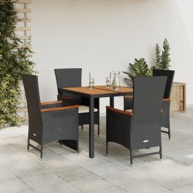 Set de muebles jardín 5 pzas con cojines ratán sintético negro