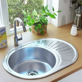 Küchenspüle mit Sieb und ovalem Edelstahlsiphon von vidaXL, Sinkt - Ref: Foro24-145072, Preis: 67,72 €, Rabatt: %