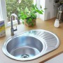 Fregadero cocina con colador y sifón acero inoxidable ovalado de vidaXL, Fregaderos - Ref: Foro24-145072, Precio: 80,79 €, De...
