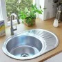 Kitchen sink with strainer and oval stainless steel siphon by vidaXL, Sinks - Ref: Foro24-145072, Price: 67,72 €, Discount: %