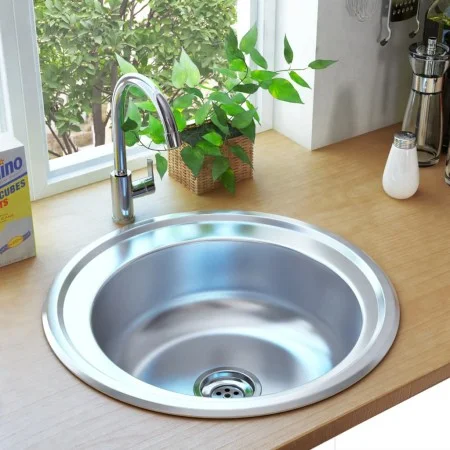 Küchenspüle mit Edelstahlsieb und Siphon von vidaXL, Sinkt - Ref: Foro24-145071, Preis: 58,65 €, Rabatt: %